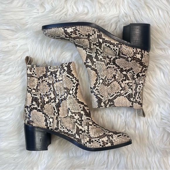 Nordstrom Leather Snakeskin Block Heel Boots Size 8.5 - Picture 2 of 12